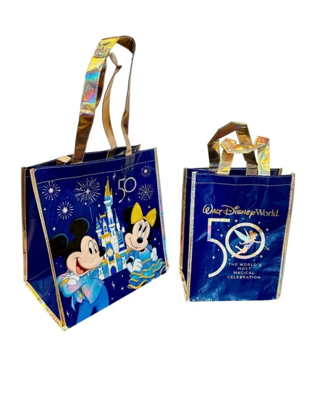 Disney 50th Anniversary Reusable Tote Bag Set Minnie Mickey Mouse Magic Kingdom